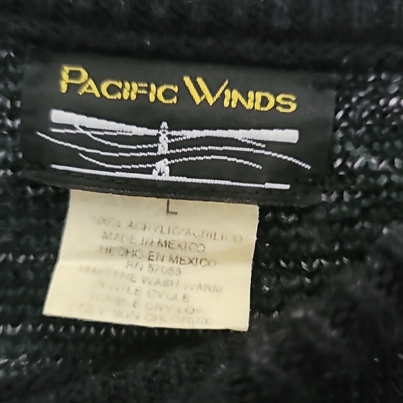 Pacific Winds Mens Sweater Black Gray Size Large Vintage - Picture 3 of 4